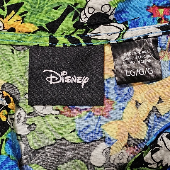 Disney Mickey Mouse Hawaiian Floral Button Down Shirt Mens Large All Over Print - Picture 5 of 8
